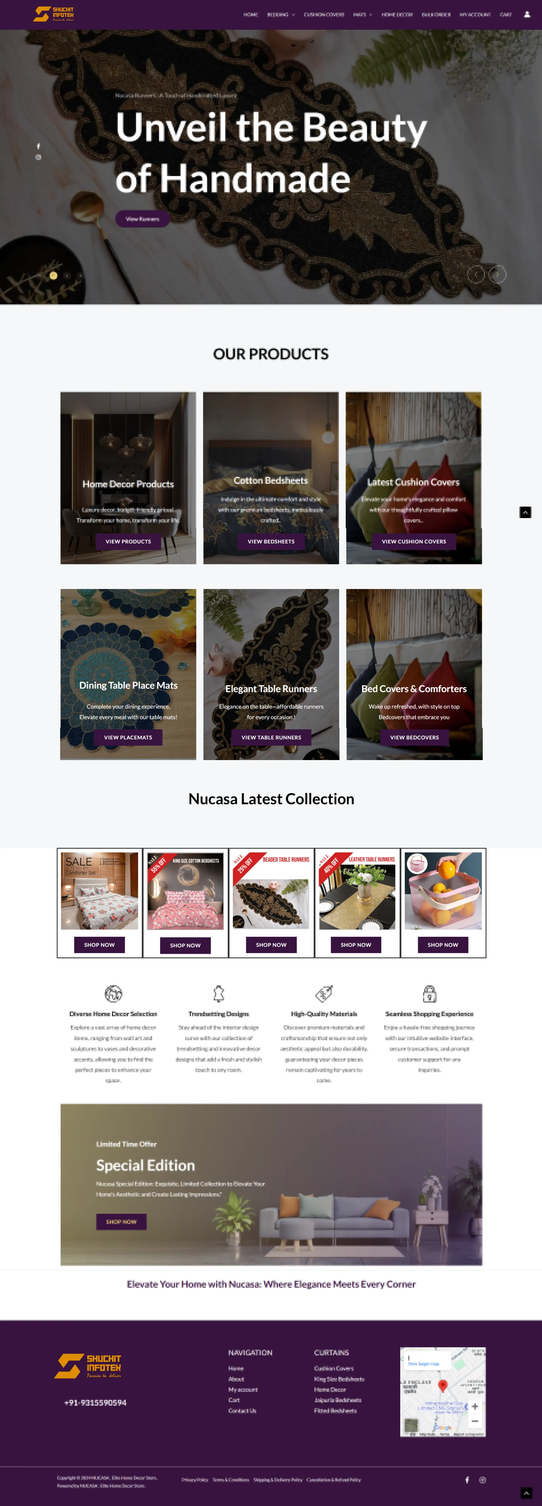 Nucasa e-commerce website design examples Delhi NCR